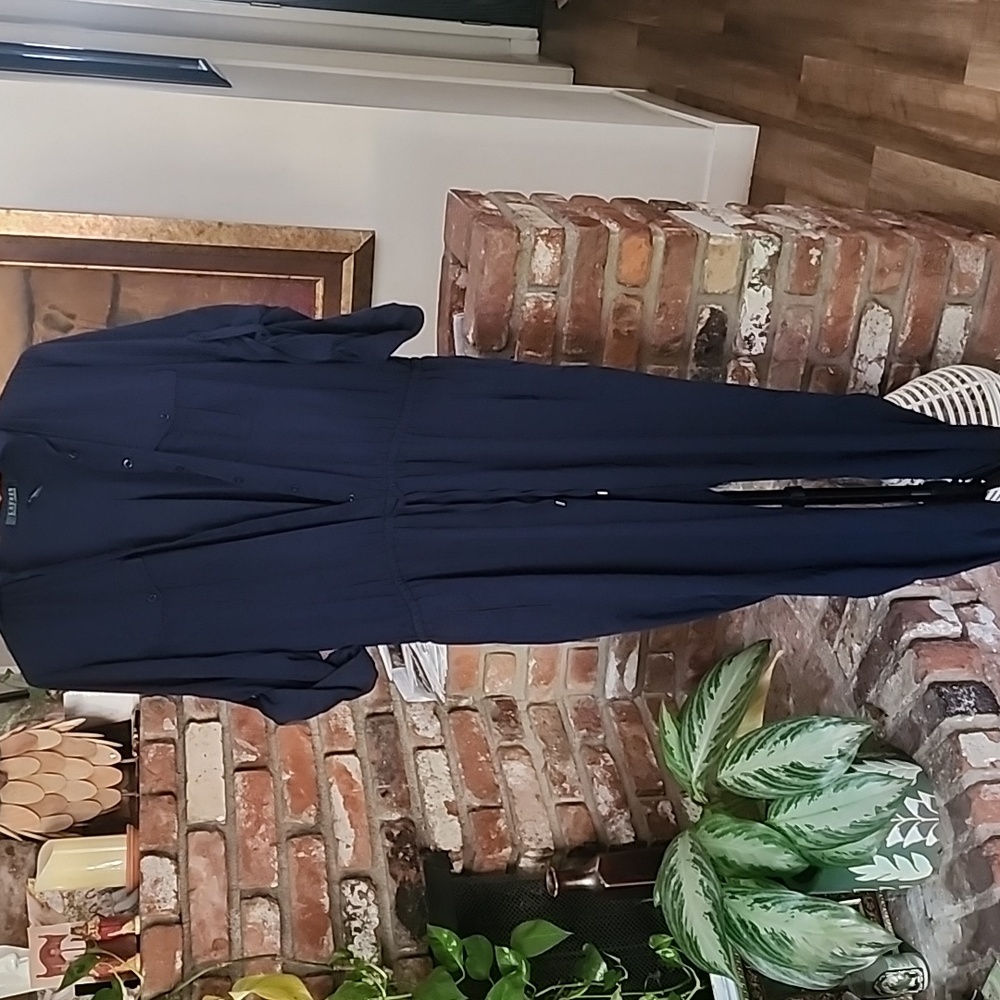 Lauren Ralph Lauren Paisley Jacquard Utility Jumpsuit Navy Blue Button-Front - Picture 2 of 14